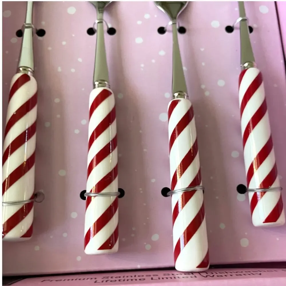 Christmas Candy Cane Peppermint Appetizer Forks Set of 4